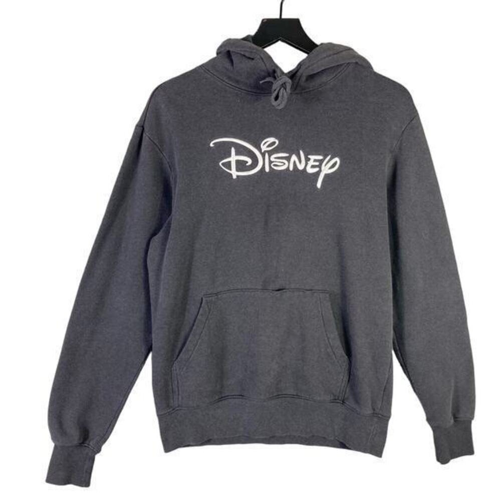 Disney Vintage Black Hoodie Unisex Small Pullover with Spellout Logo‎
